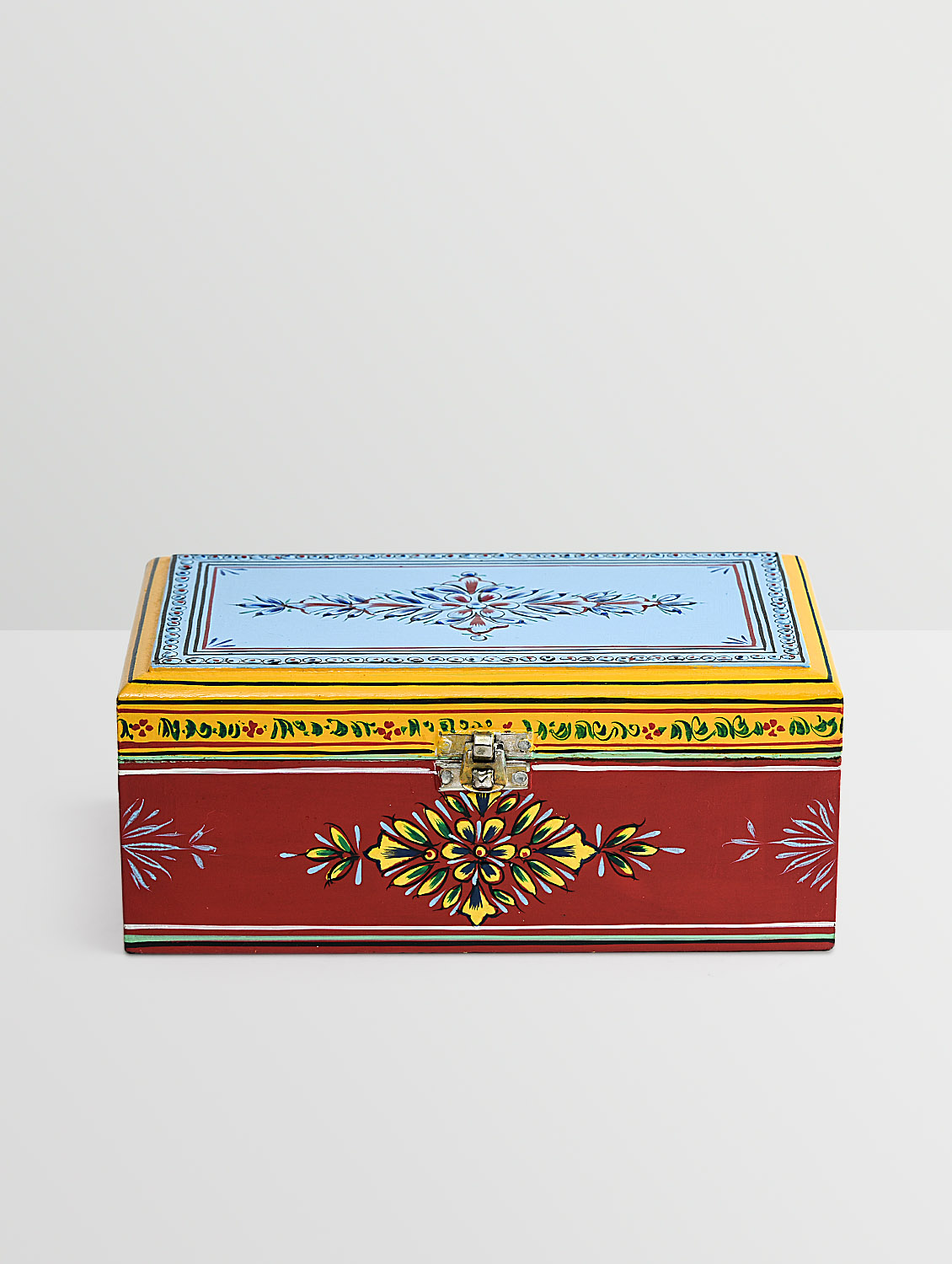 Hand Painted Tea Box : Mughal Red