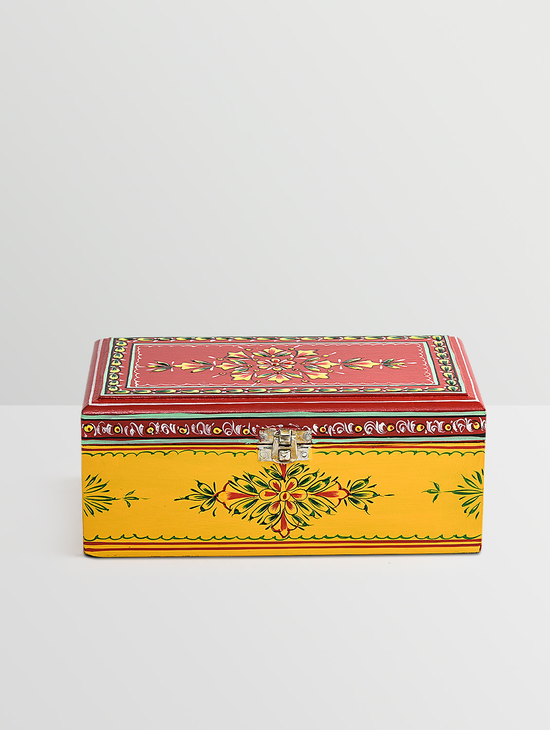 Hand Painted Tea Box : Mughal Yellow