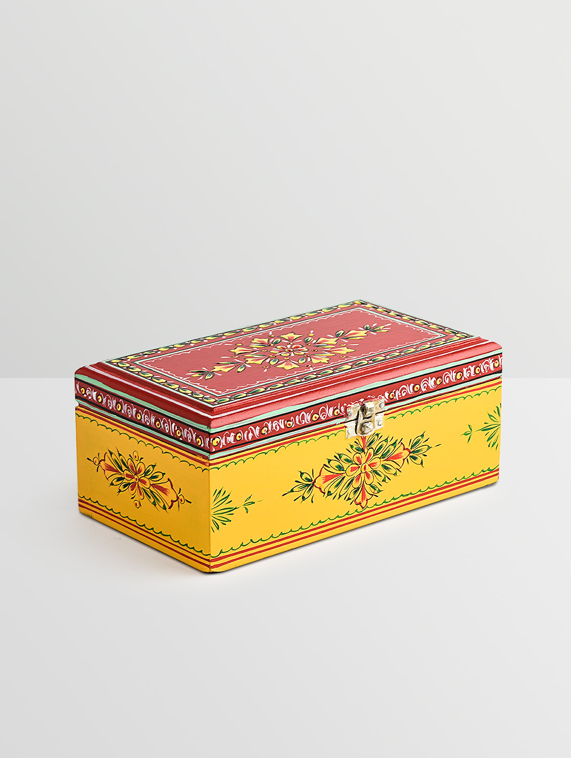 Hand Painted Tea Box : Mughal Yellow