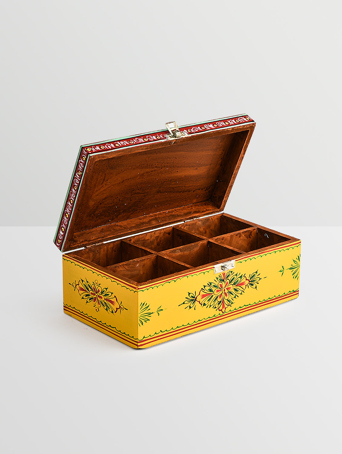 Hand Painted Tea Box : Mughal Yellow