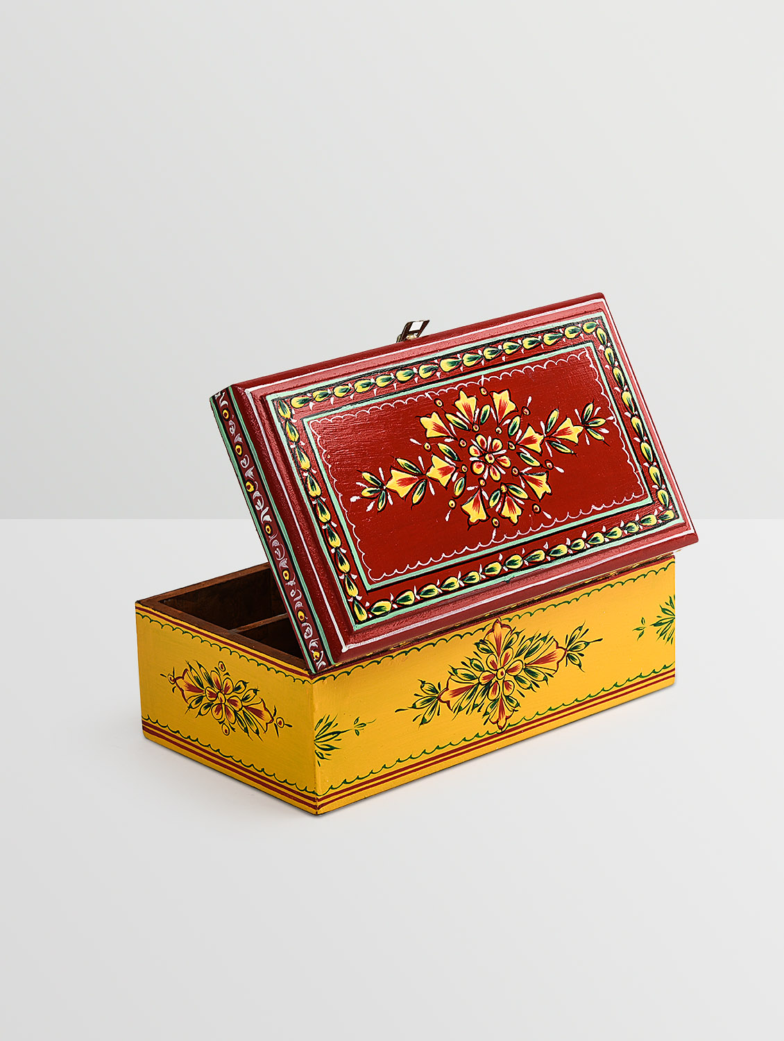 Hand Painted Tea Box : Mughal Yellow