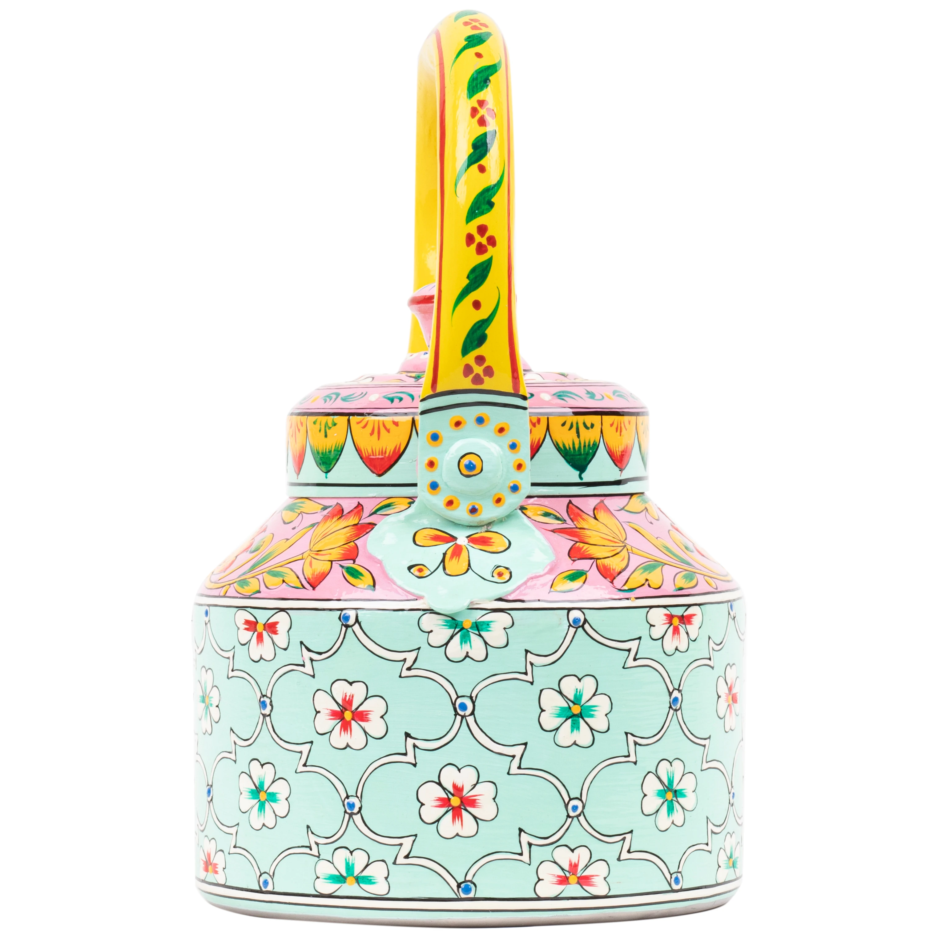 HABIBI – Hand-Painted Tea Cart Set | Steel Kettle, 6 Glasses & Serving Cart