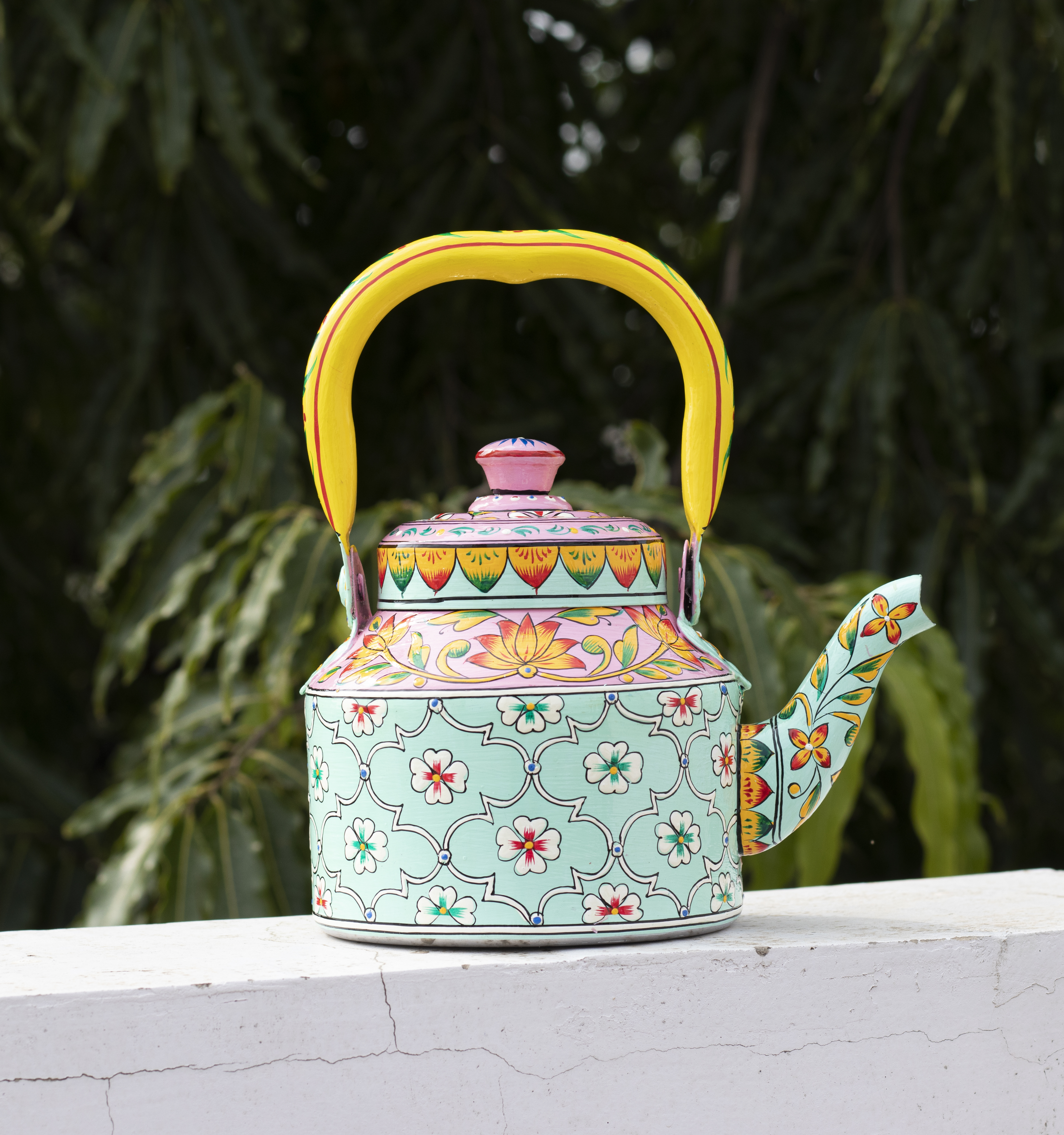 Habibi  - Hand painted Tea St With  Cart & Glasses