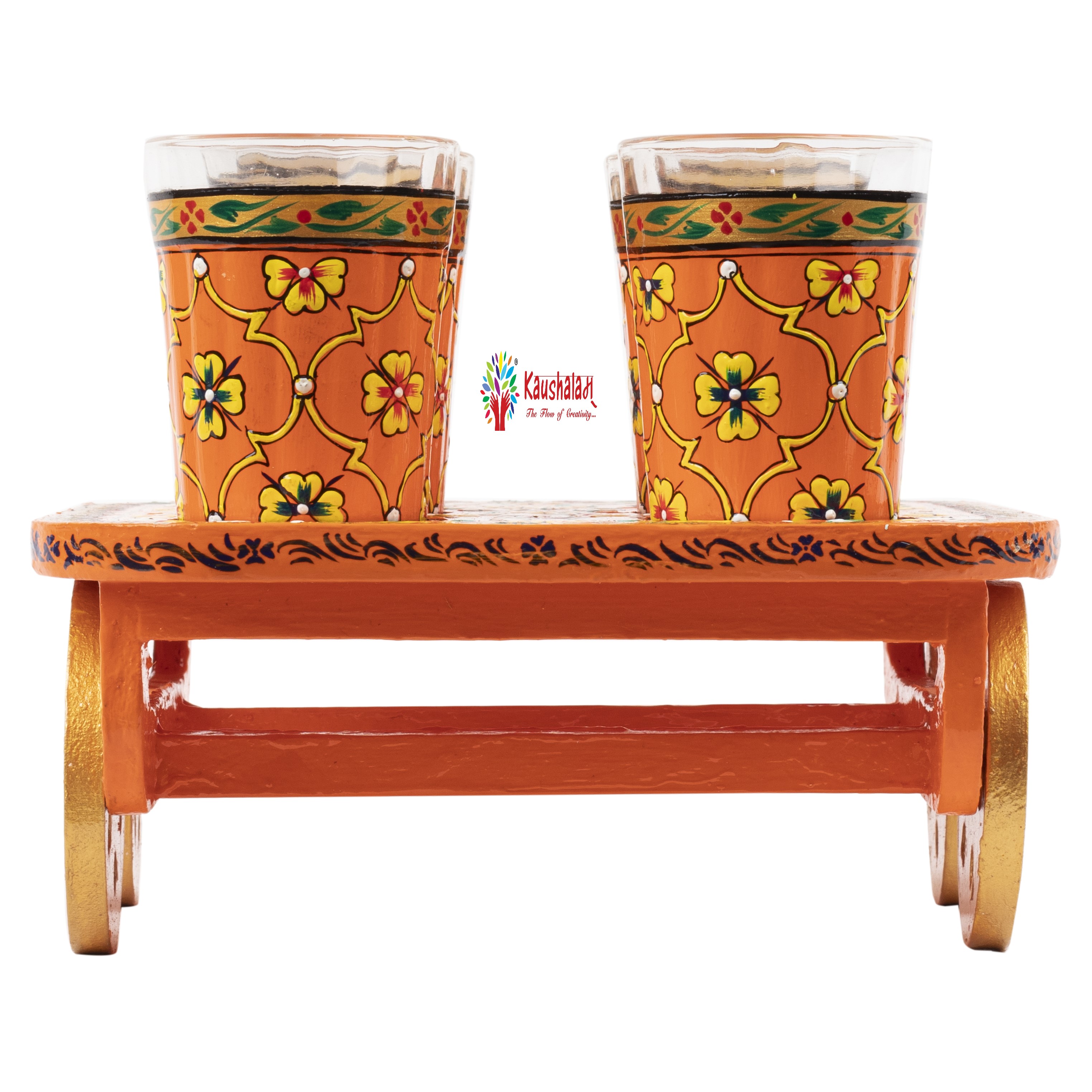 "Calista" - Hand painted Tea set with tea trolley "Calista" - Hand painted Tea set with tea trolley