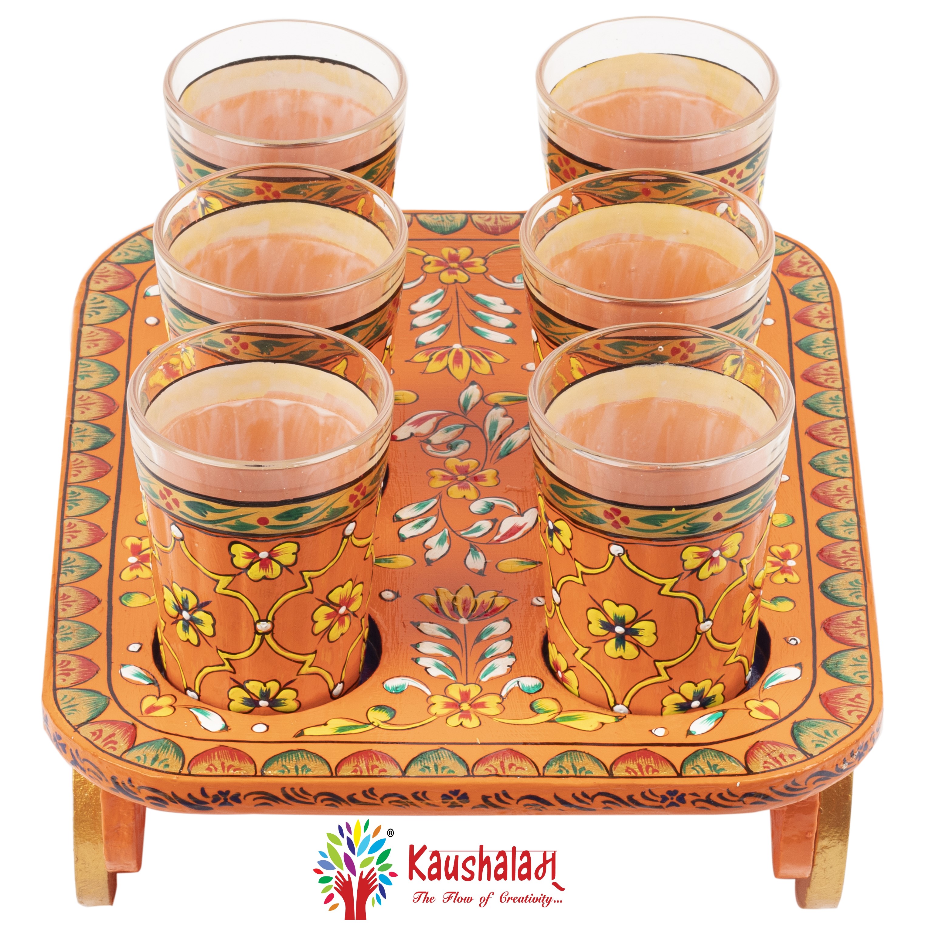 "Calista" - Hand painted Tea set with tea trolley "Calista" - Hand painted Tea set with tea trolley