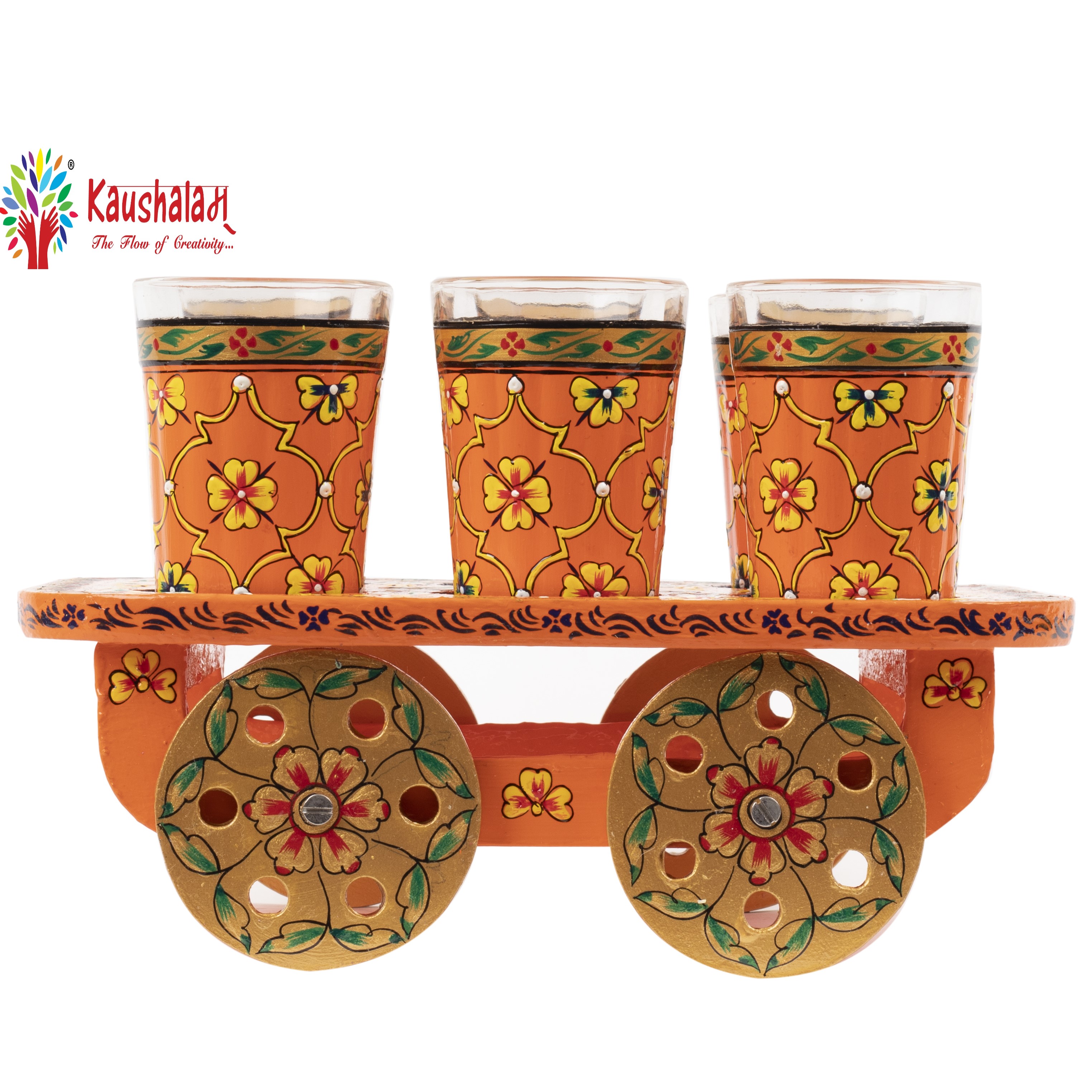 "Calista" - Hand painted Tea set with tea trolley "Calista" - Hand painted Tea set with tea trolley