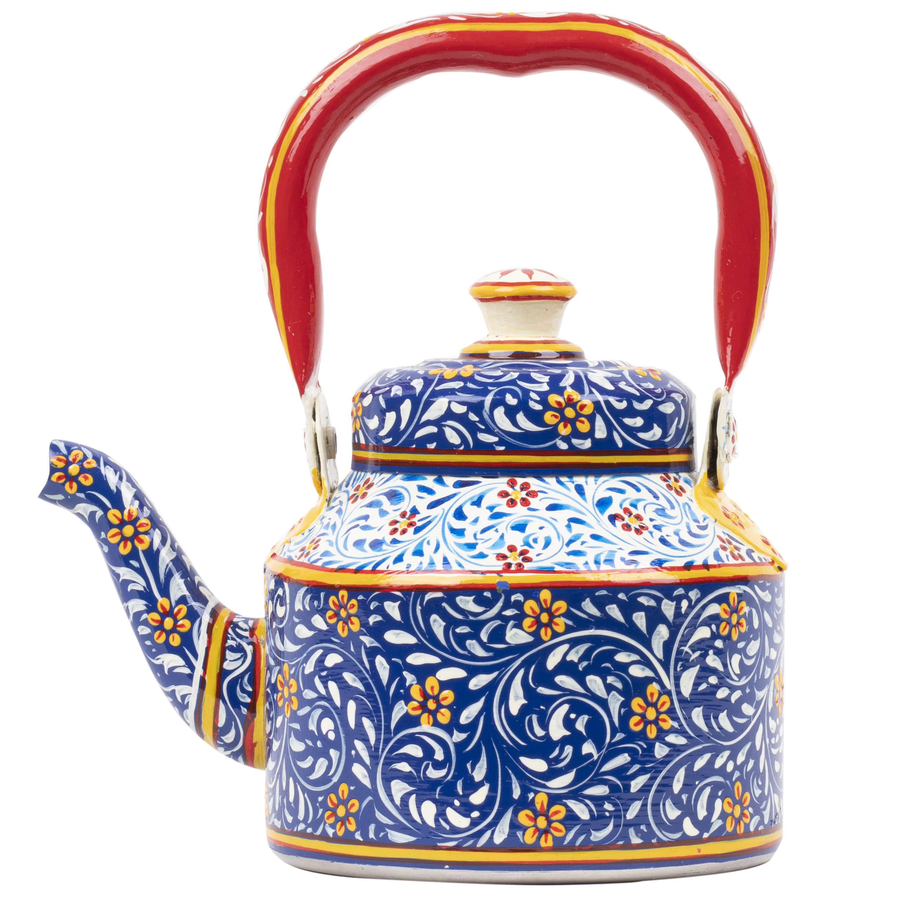 Hand painted Tea set with tea Cart: Blue & White Hand painted Tea set with tea Cart: Blue & White