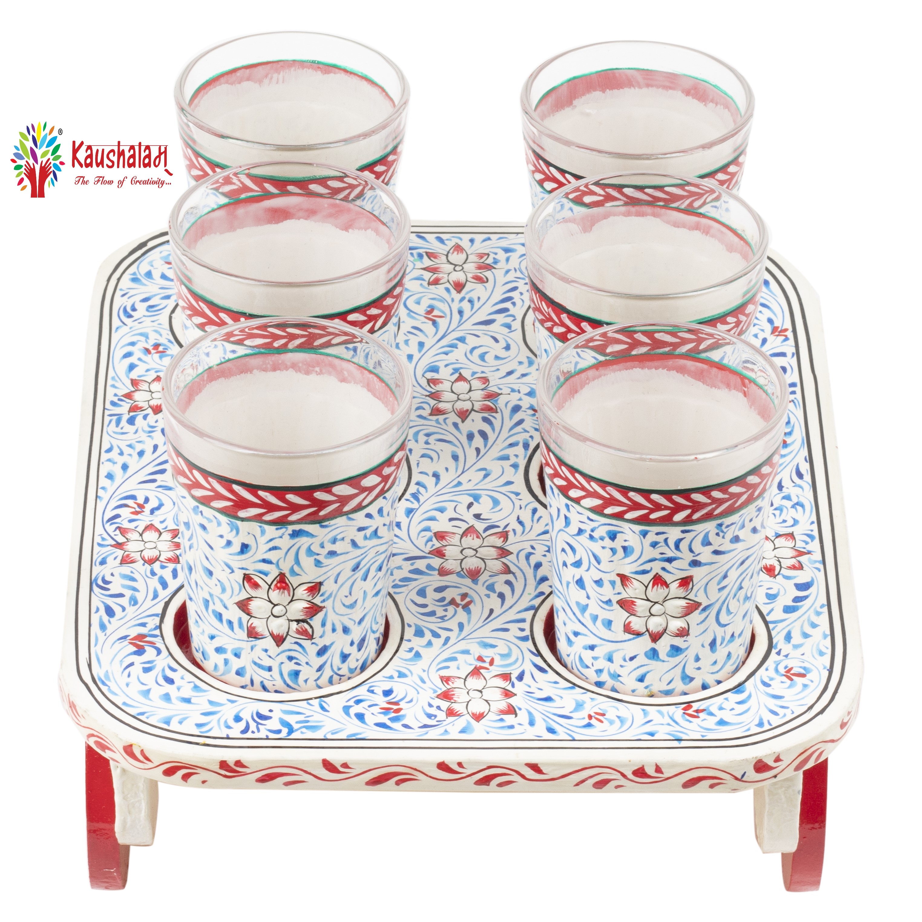 "ZURI" - Hand painted Tea set with tea trolley "ZURI" - Hand painted Tea set with tea trolley