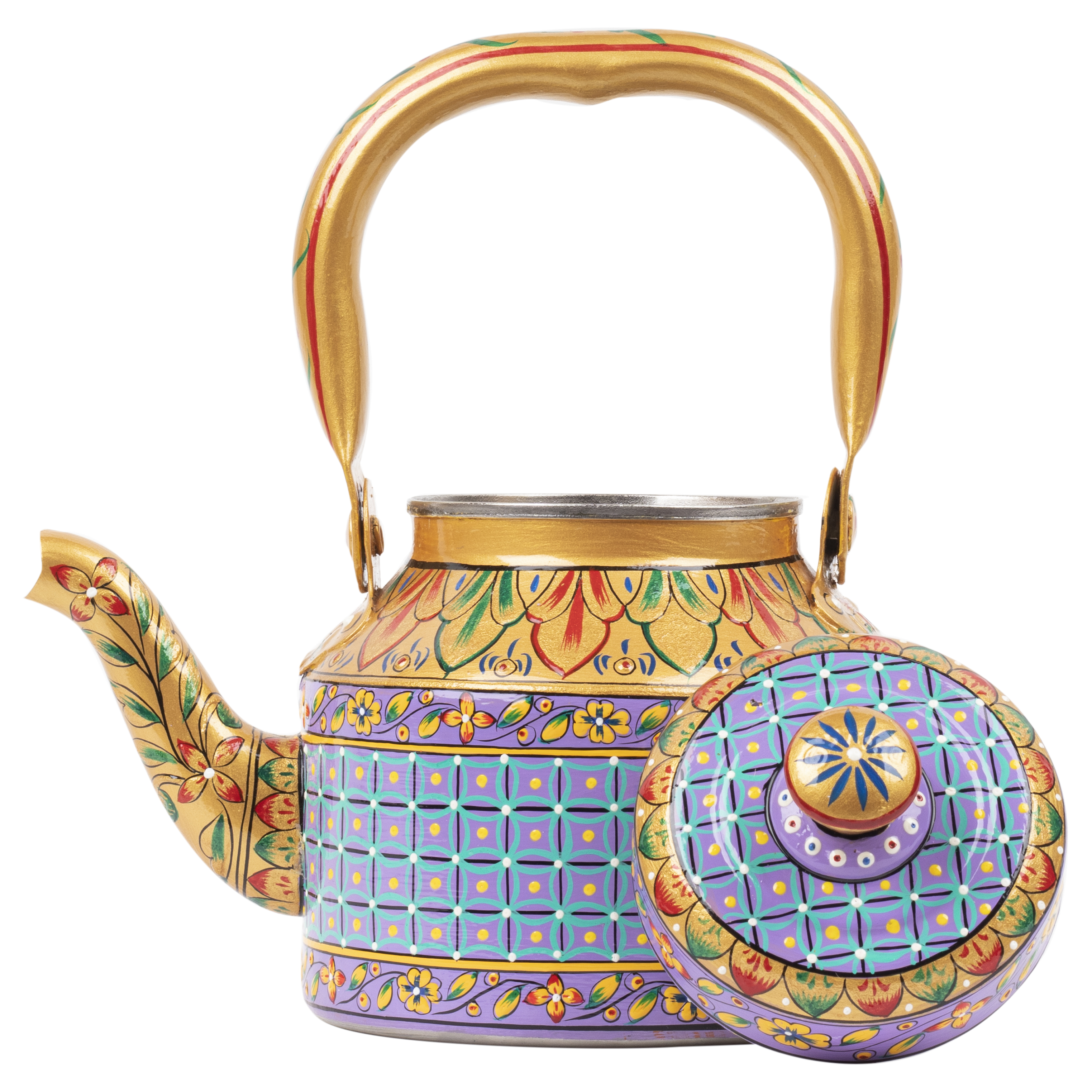 Tea Set Veri Peri - Hand Painted Tea Kettle, 6 glass & A Cart Set Tea Set Veri Peri - Hand Painted Tea Kettle, 6 glass & A Cart Set