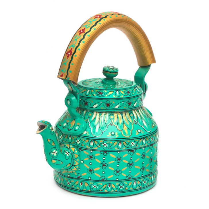 Hand Painted Tea Kettle with six glasses and stand : Eye Charmer