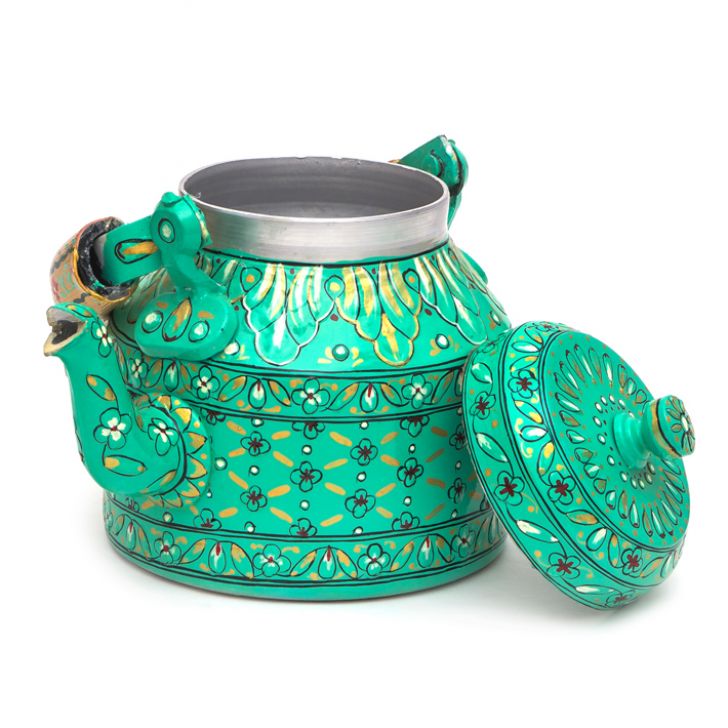 Hand Painted Tea Kettle with six glasses and stand : Eye Charmer