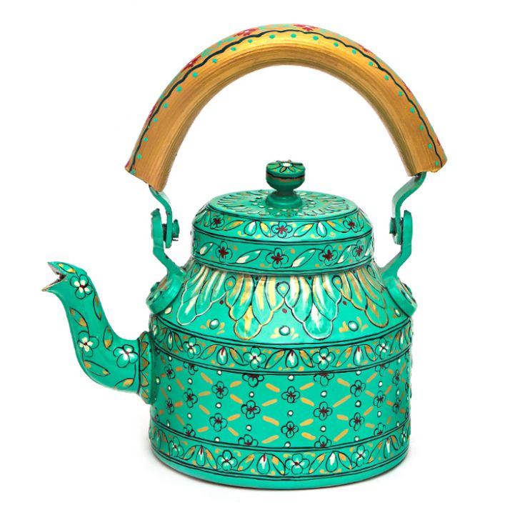 Hand Painted Tea Kettle with six glasses and stand : Eye Charmer