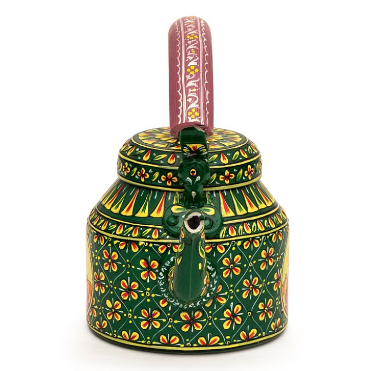 Hand Painted Tea Kettle with six glasses and stand: King & Queen