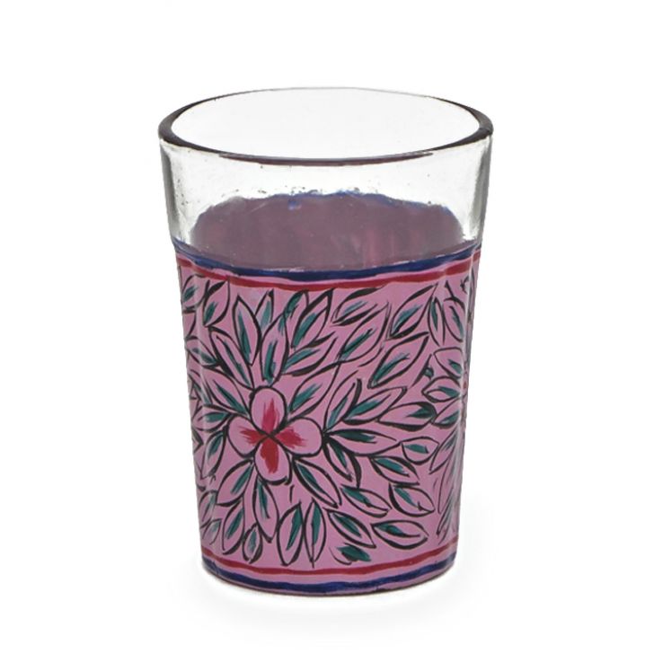 Hand Painted Tea Kettle with six glasses and stand: Pink Passion