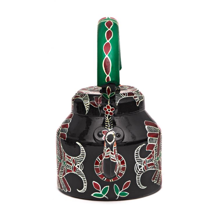 Hand Painted Tea Kettle with six glasses and stand: Fish Cracker