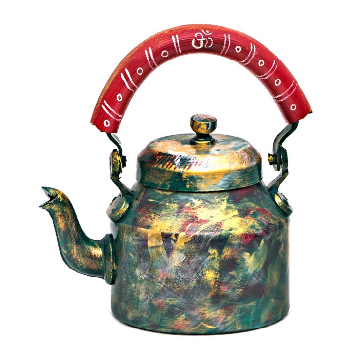 Hand Painted Tea Kettle with six glasses and stand: Antique Tea Set