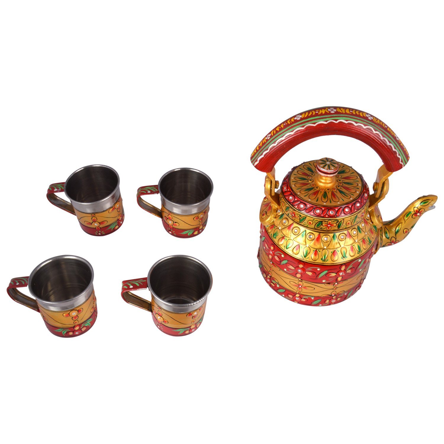 Hand Painted Tea Kettle Set : Golden glow III Hand Painted Tea Kettle Set : Golden glow III