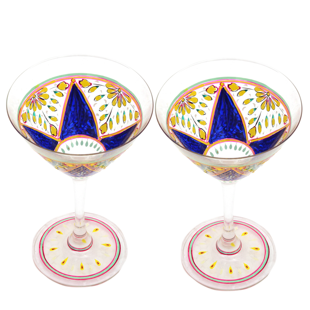 Hand Painted Cocktail/Mocktail glasses set of 2 Mughal