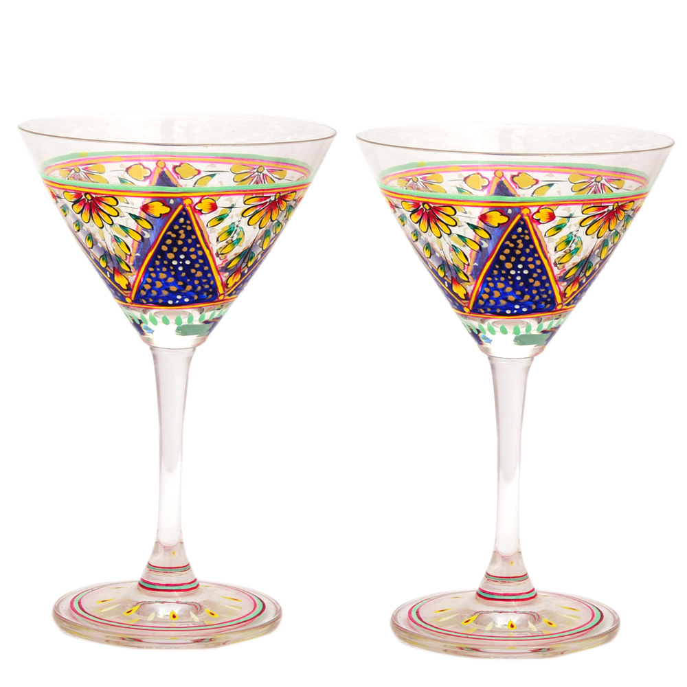 Hand Painted Cocktail/Mocktail glasses set of 2 Mughal
