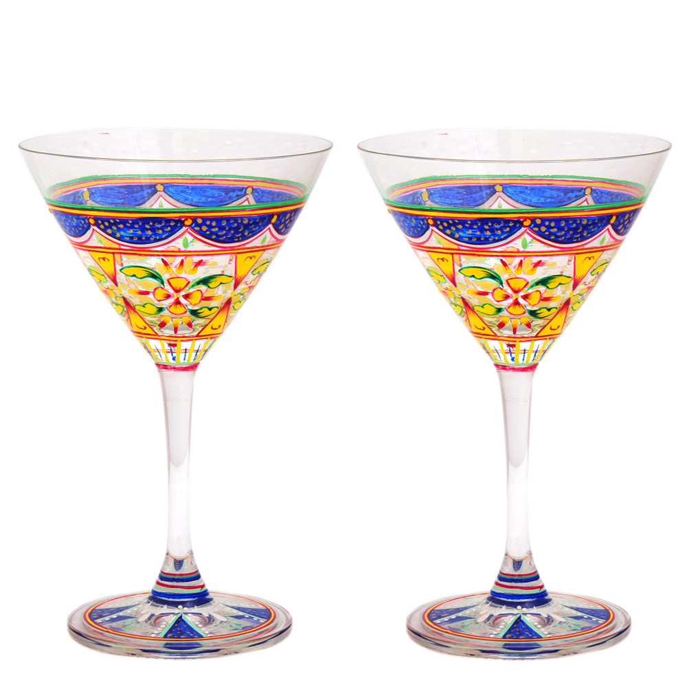Hand Painted Cocktail/Mocktail glasses set of 2