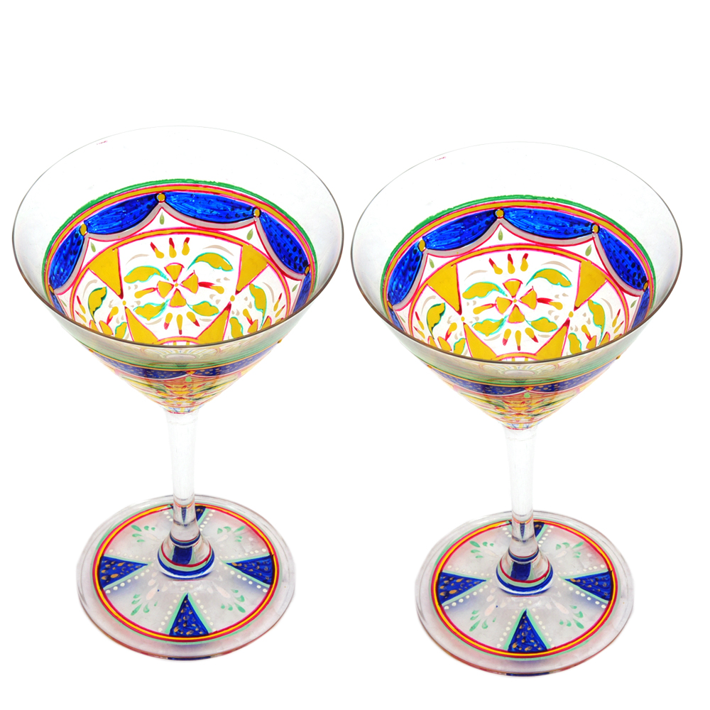 Hand Painted Cocktail/Mocktail glasses set of 2