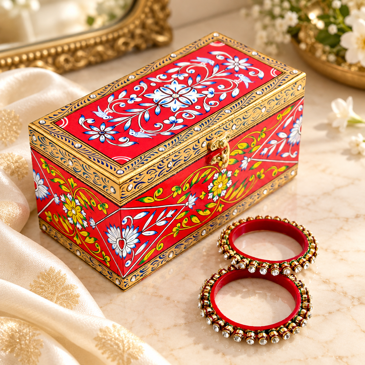 Bangle Box : Enchanting Red & Golden Box