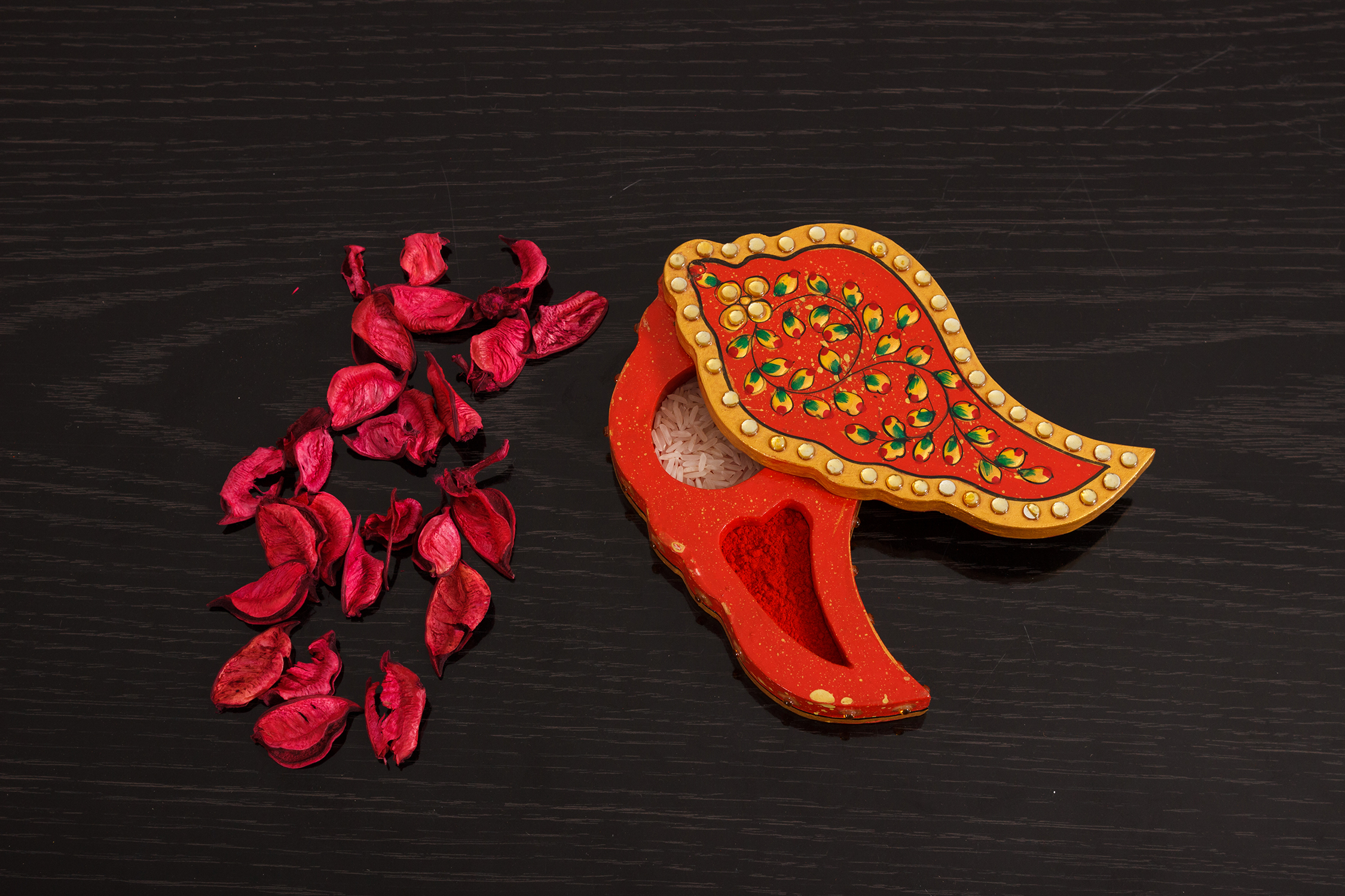 Haldi Kumkum - Hand Painted Chopda Conk Shape Haldi Kumkum - Hand Painted Chopda Conk Shape