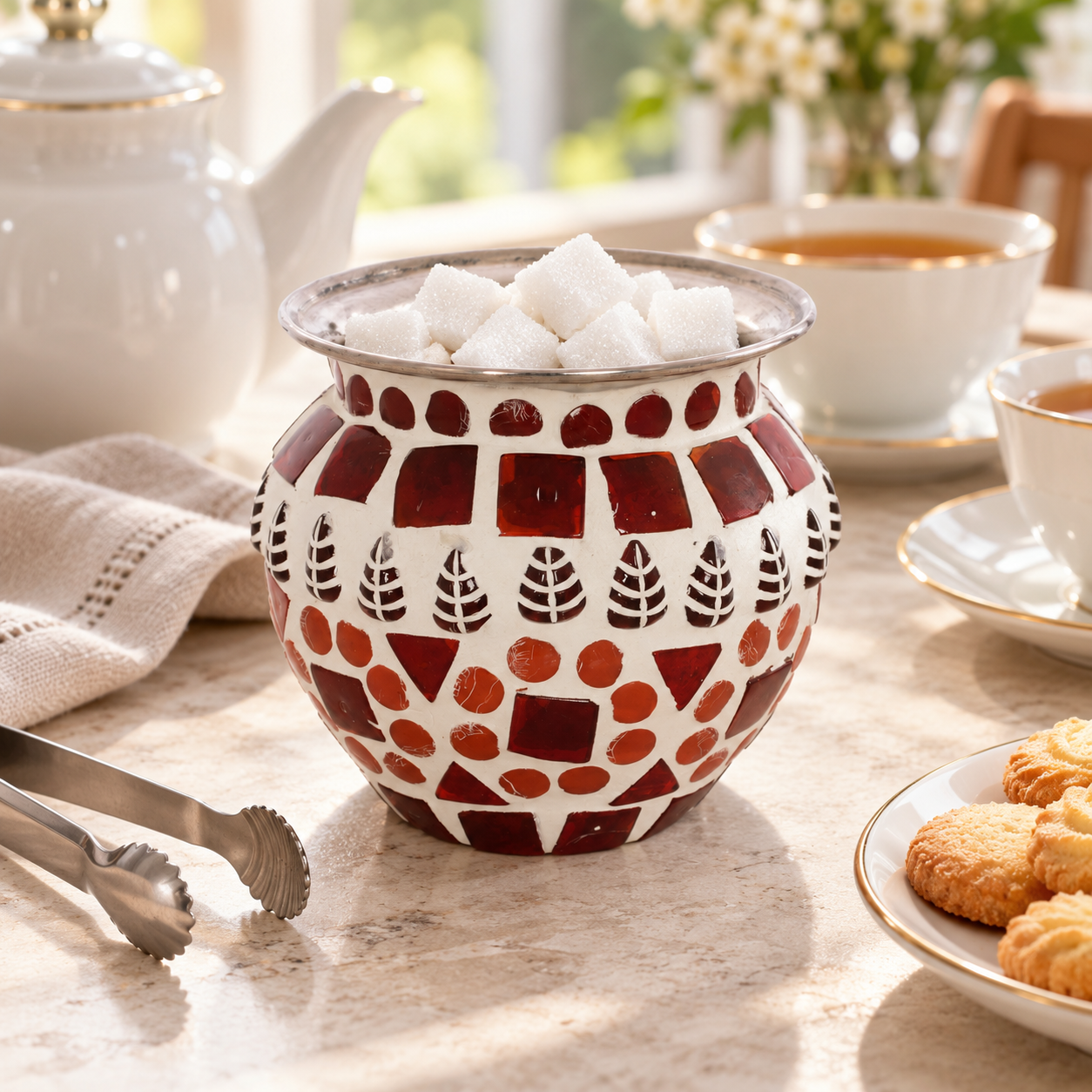 Puja Kalash | Mosaic Steel Pot | Sugar Pot
