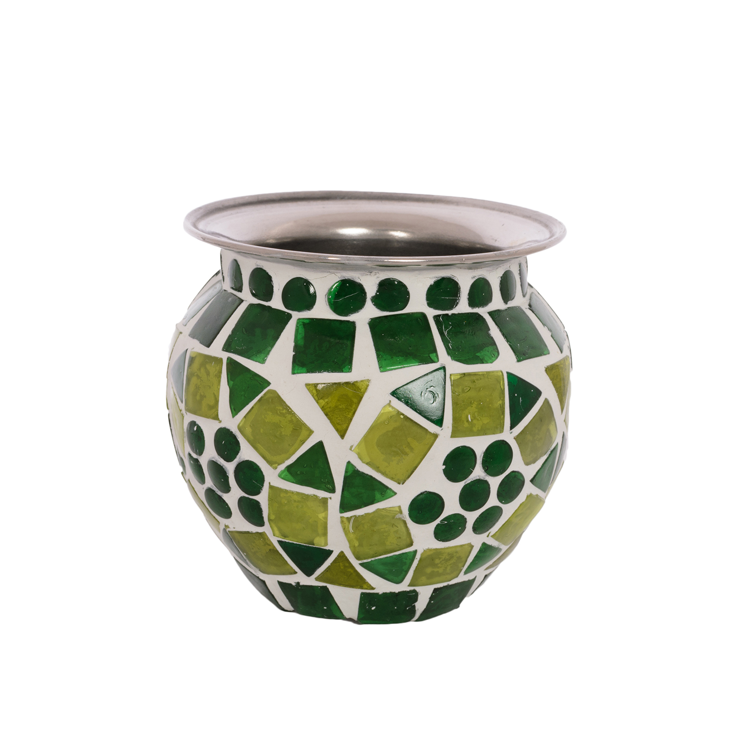 Mosaic Vase, Kalash, Sugar Bowl : Green Mosaic Pot Mosaic Vase, Kalash, Sugar Bowl : Green Mosaic Pot