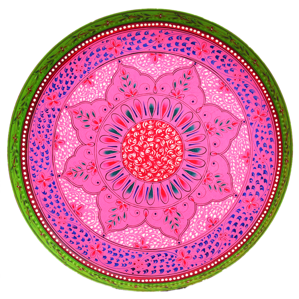 Round Tray plate- Puja Thali- Pink