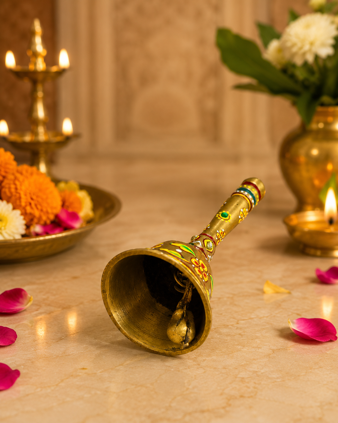 ANAHATA – Hand-Painted Brass Puja Bell
