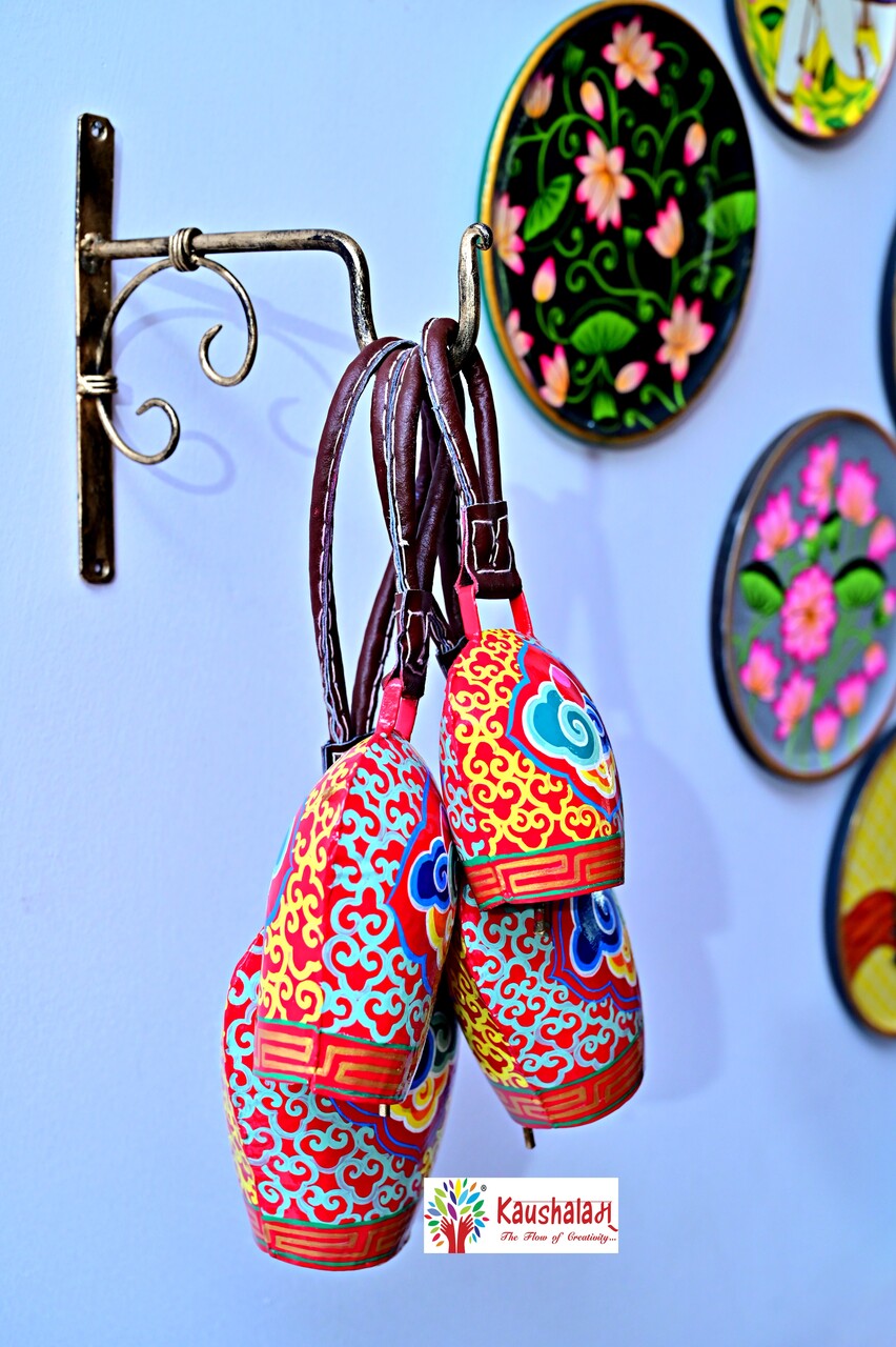 Hand Painted Swiss Cow Bells Set of 4: Meraki