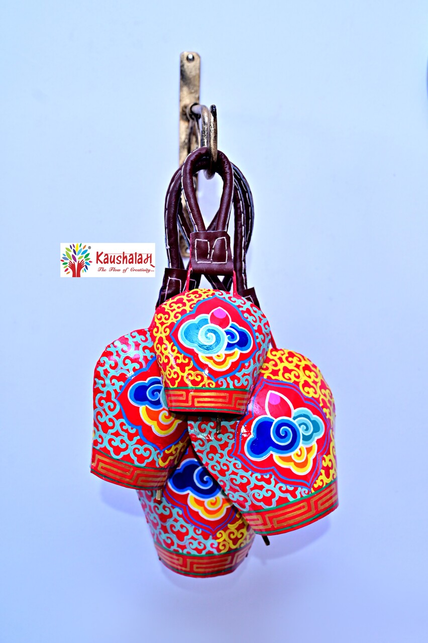 Hand Painted Swiss Cow Bells Set of 2:  Clouds