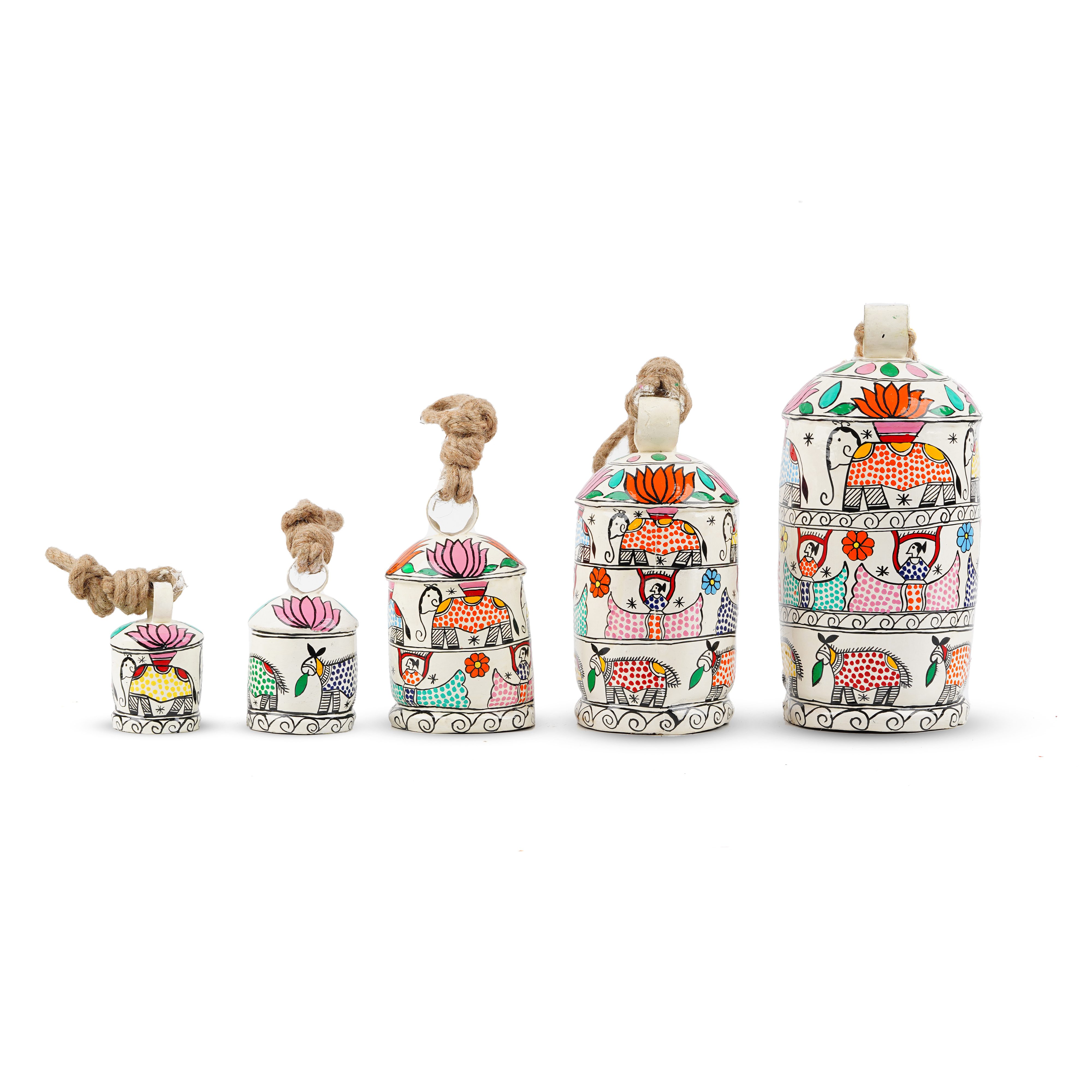 Hand Painted Cow Bells Set of 5 : Suramaya