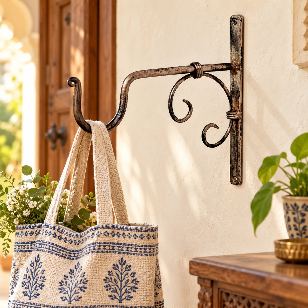 Rustic Scroll Metal Wall Hanger  | Iron Bracket