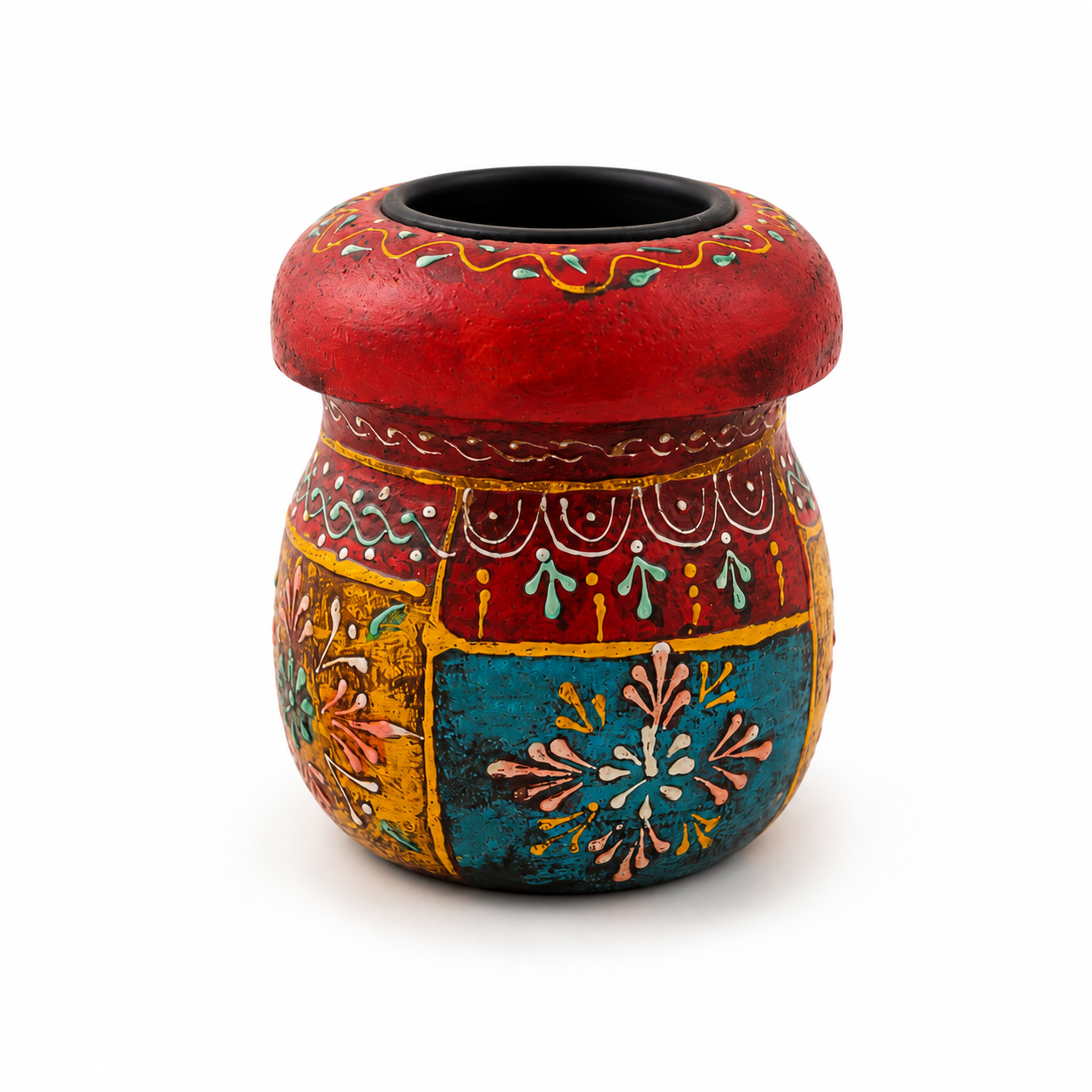 Rangoli: Hand-Painted Mango Wood T-Light Candle Holder