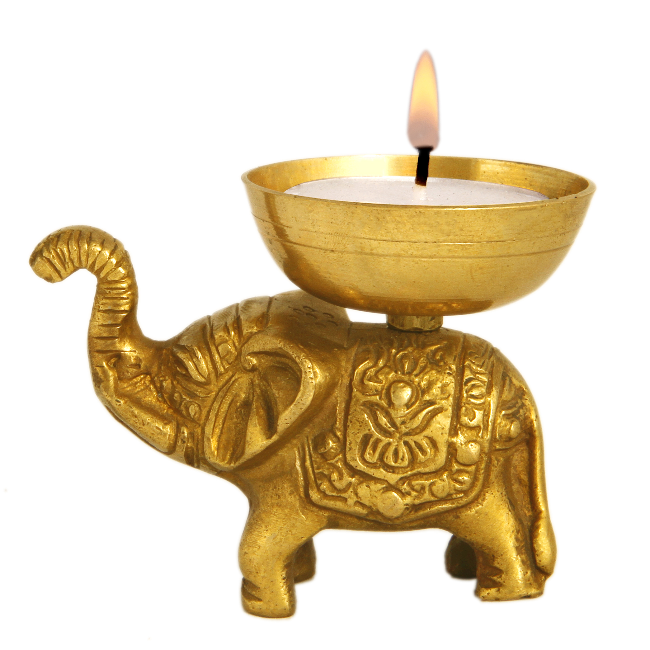 Brass Tea light holder: Elephant
