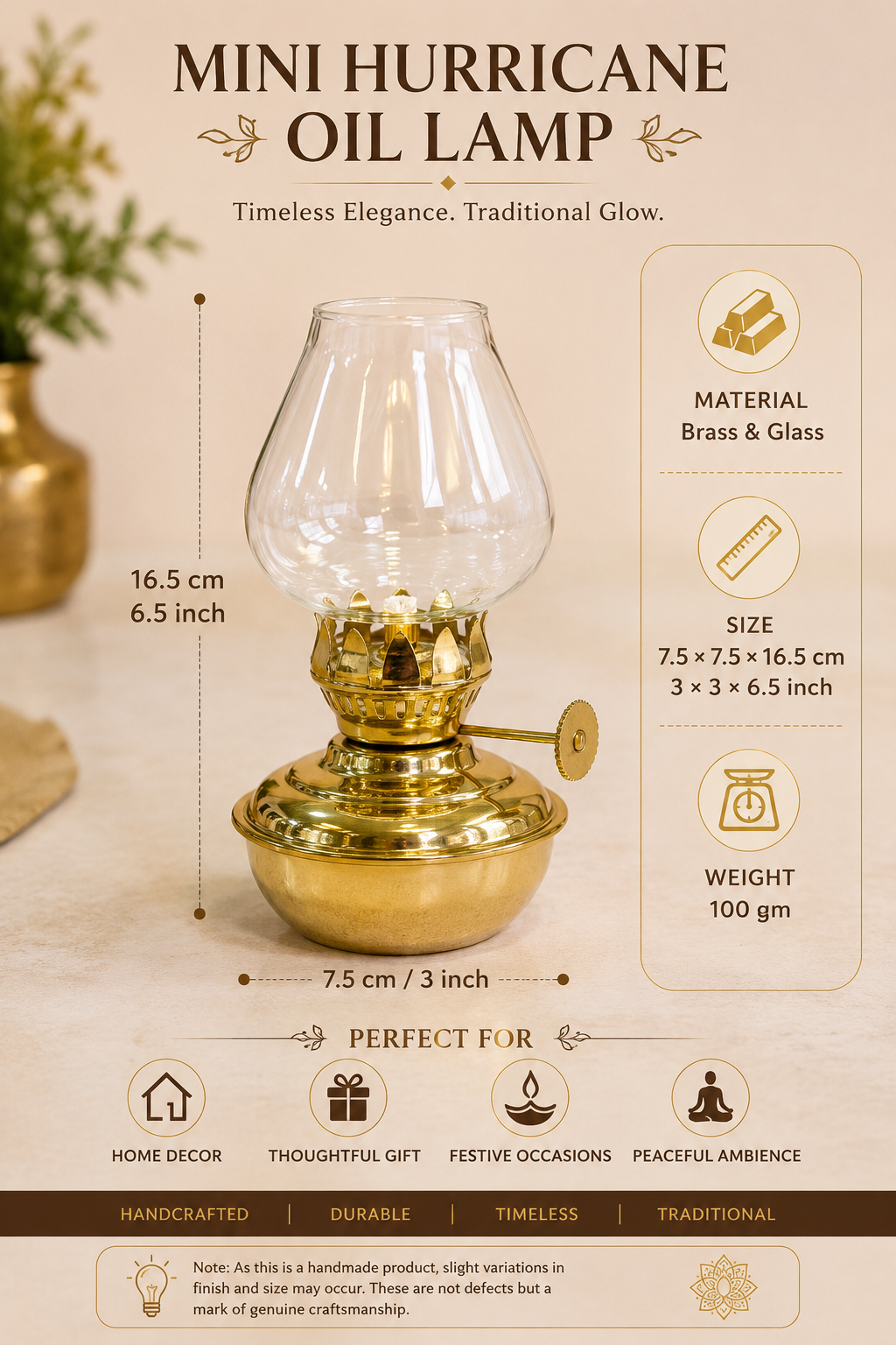 Mini Vintage Brass Oil Lamp