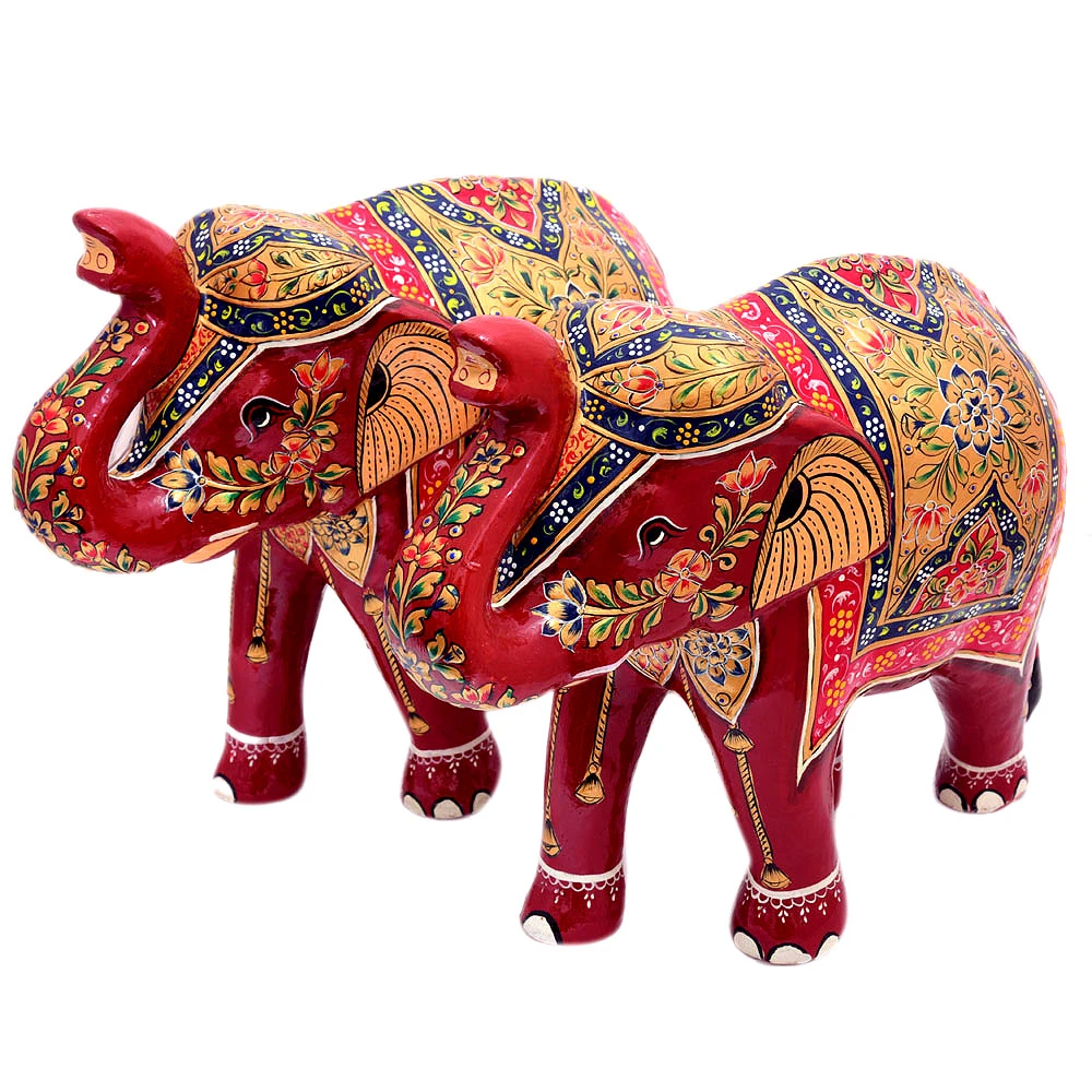 Hand Painted Elephant set of 2: Indian Elephant Set