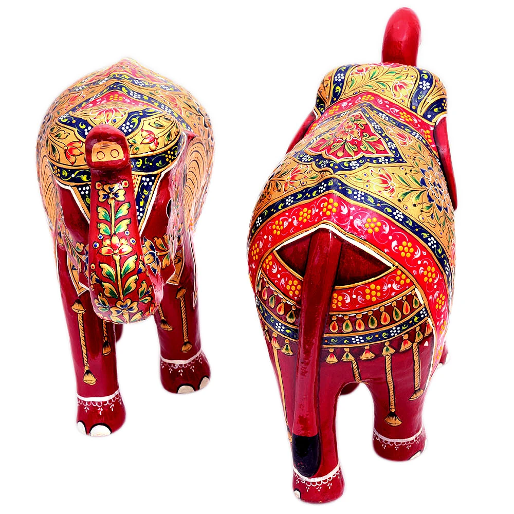 Hand Painted Elephant set of 2: Indian Elephant Set
