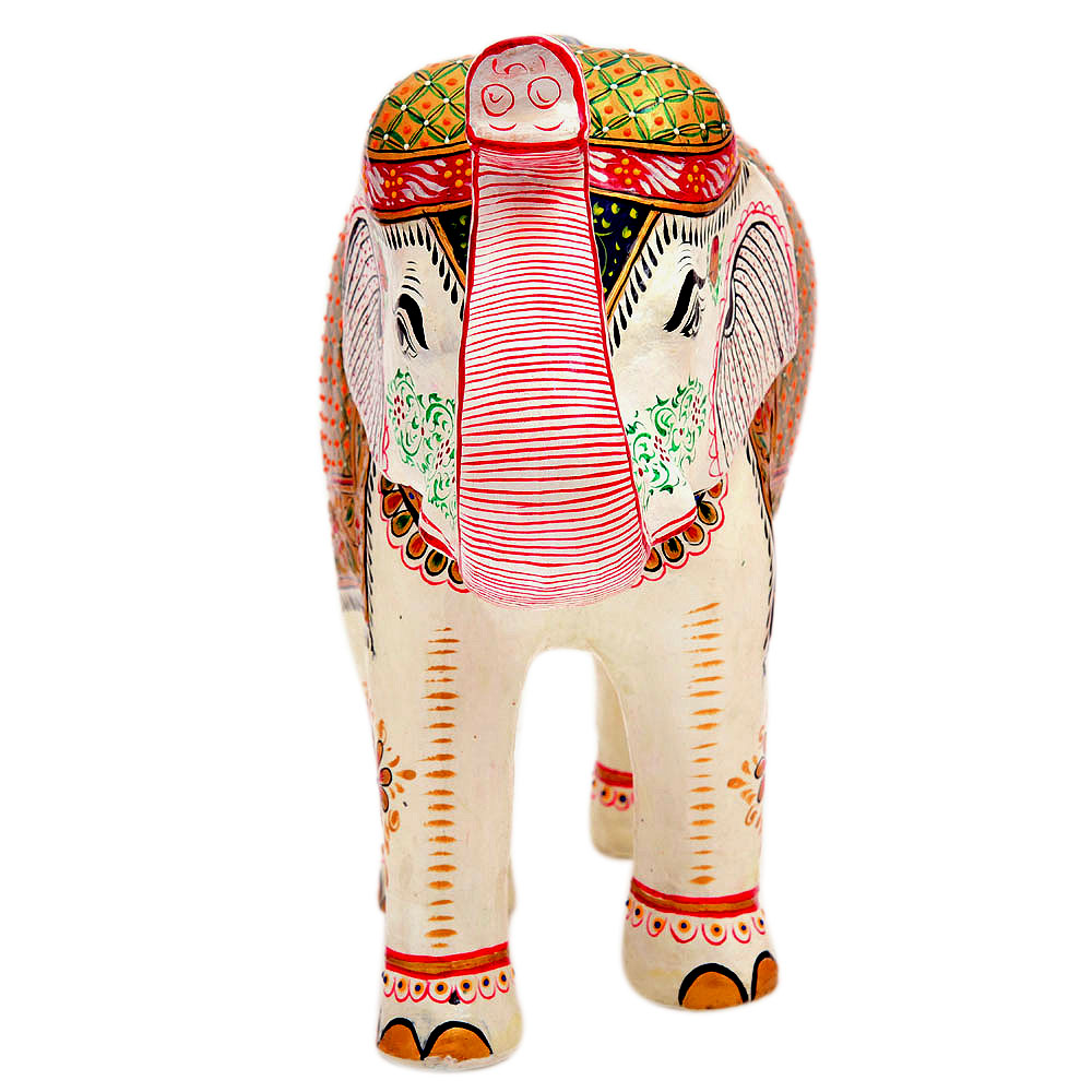 Hand Painted Elephant Couple: Majestic White Elephant Set
