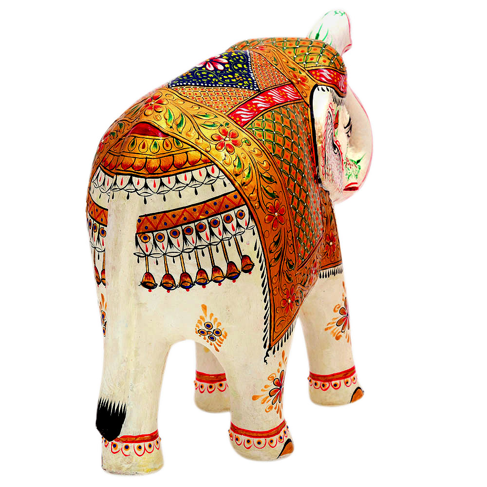 Hand Painted Elephant Couple: Majestic White Elephant Set