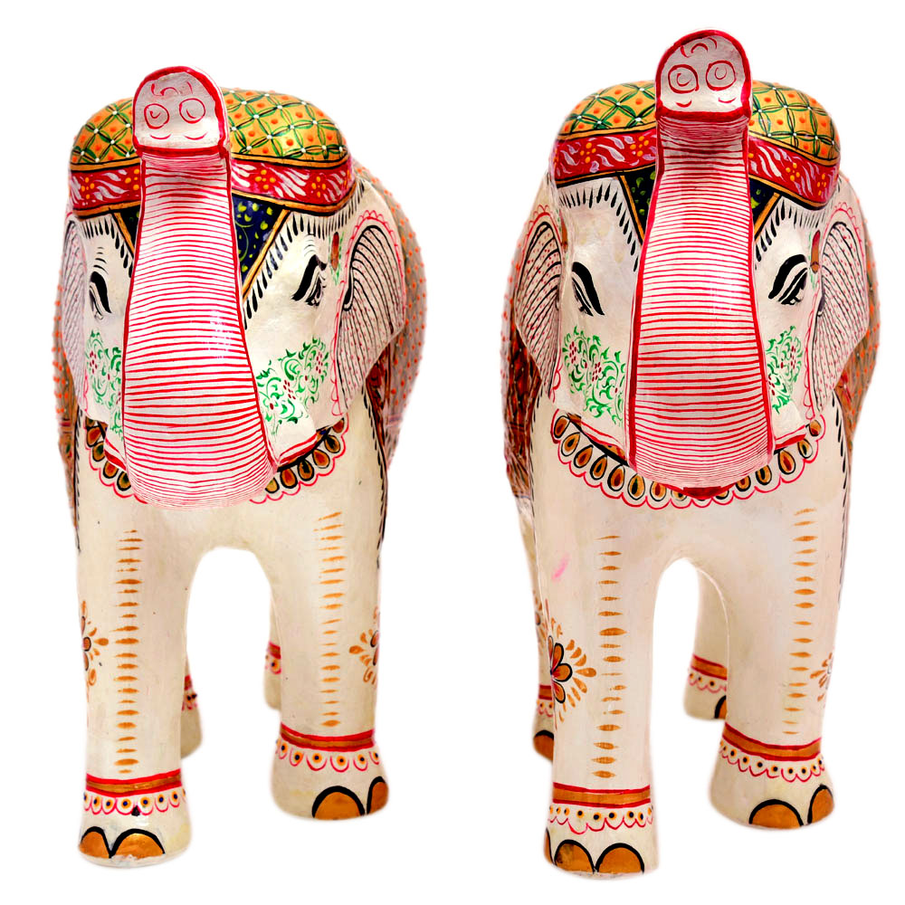 Hand Painted Elephant Couple: Majestic White Elephant Set