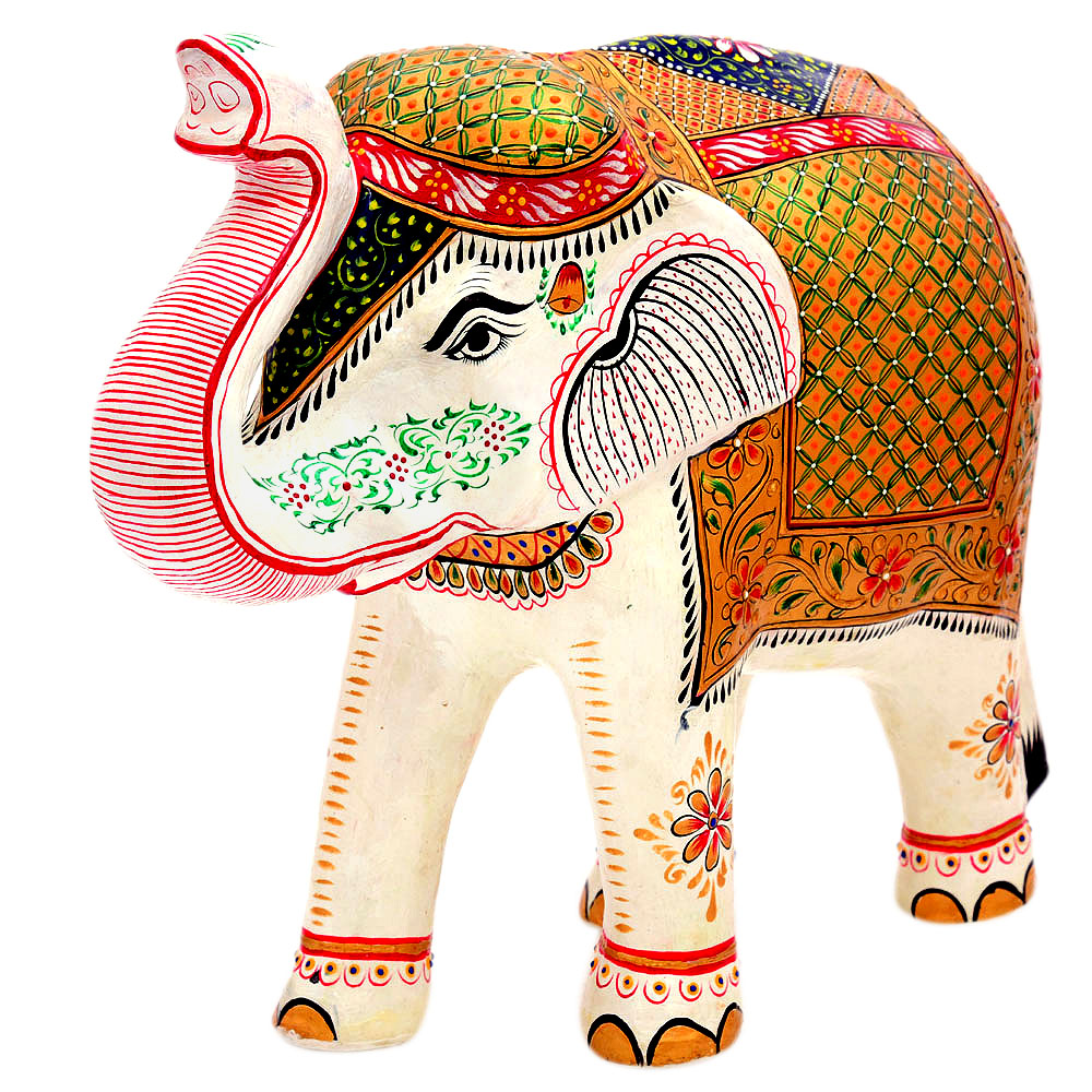 Hand Painted Elephant Couple: Majestic White Elephant Set