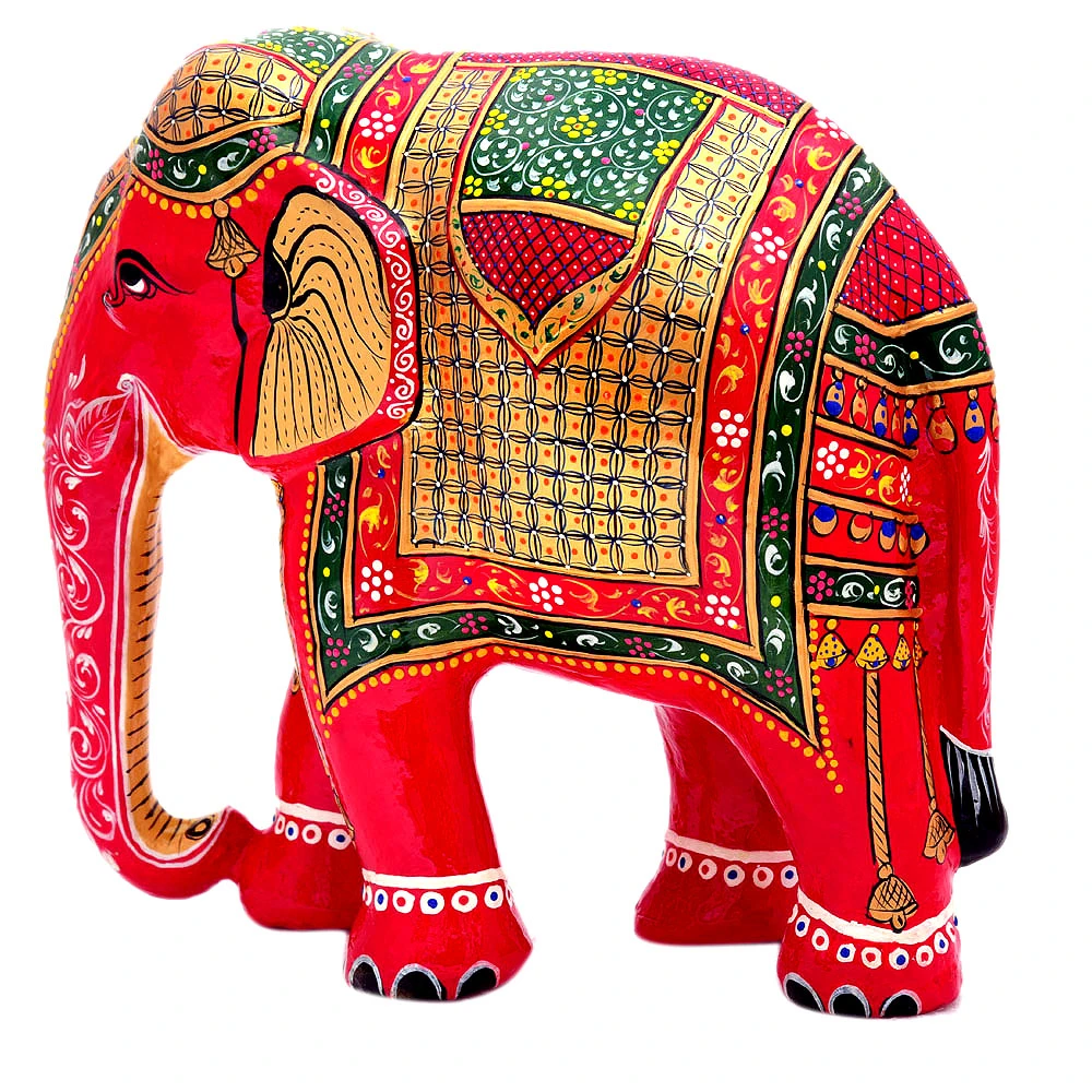 Hand Painted Elephant set of 2: Red & Gold Elephant set