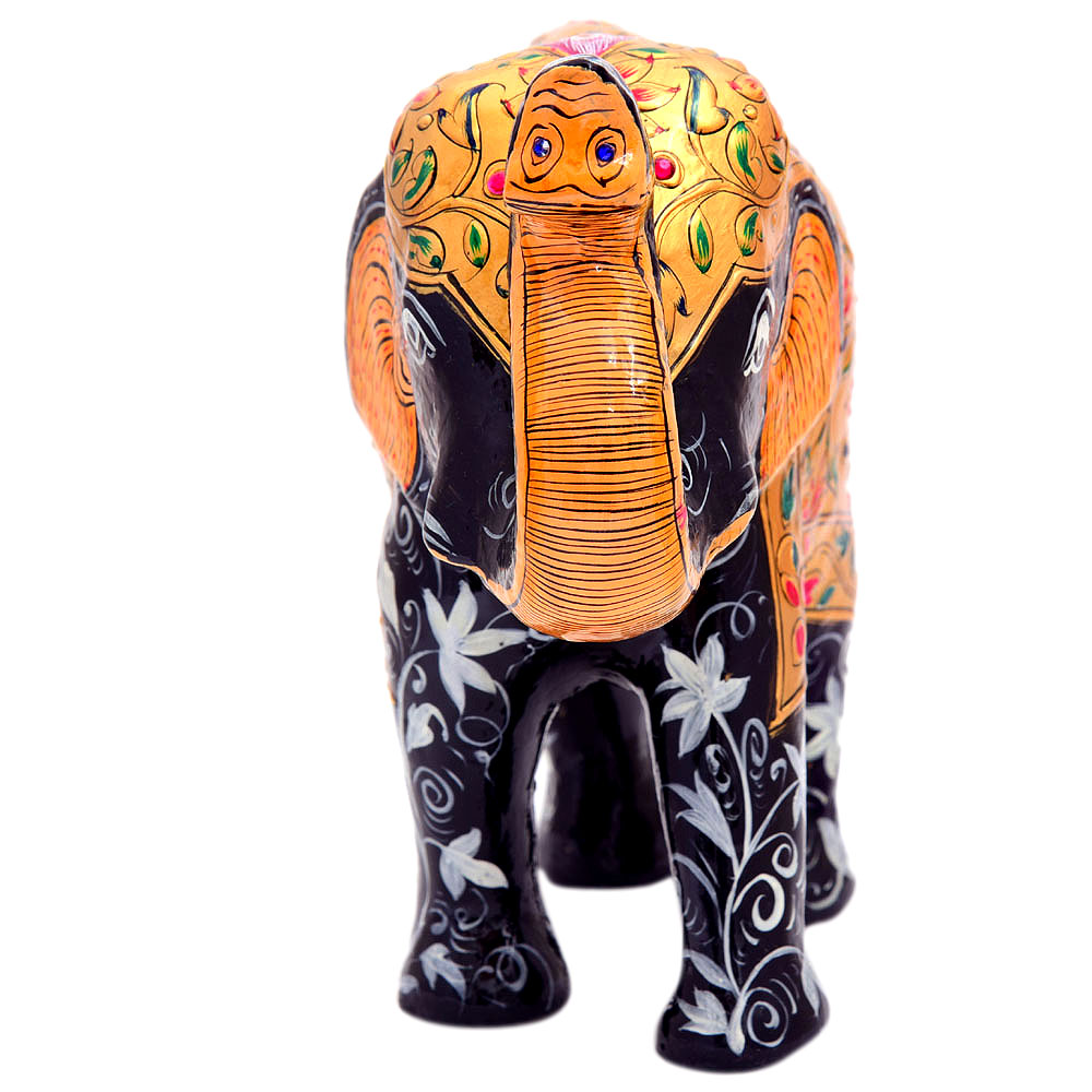 Hand Painted Elephant Couple: Black & Gold Elephant set