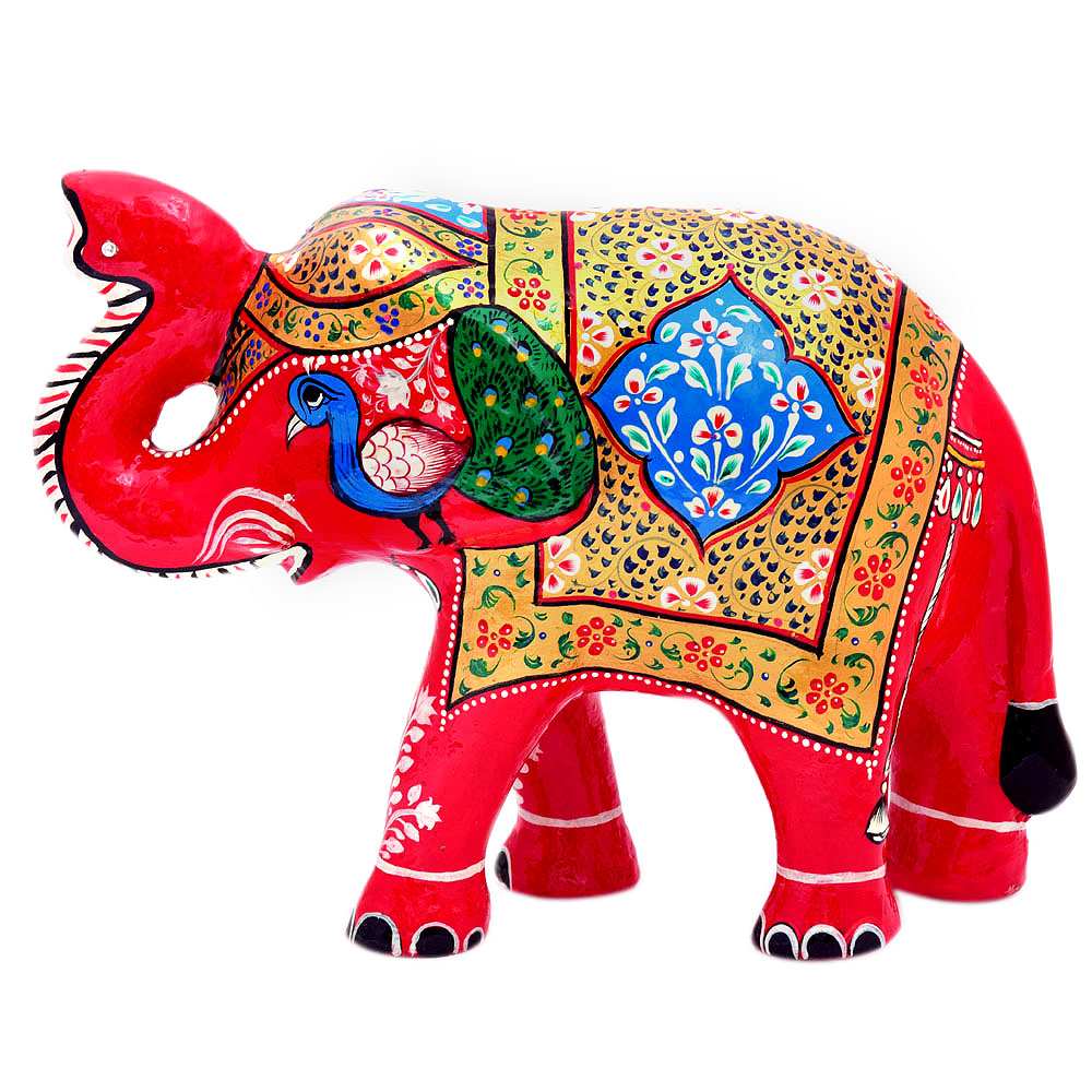 Hand Painted Elephant set of 2: Red Elephants