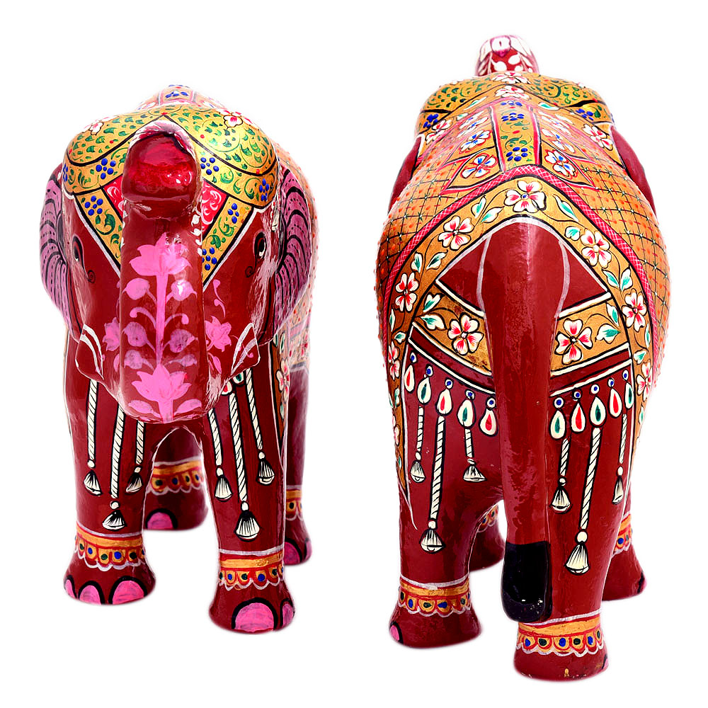 Hand   Painted  Elephant Couple