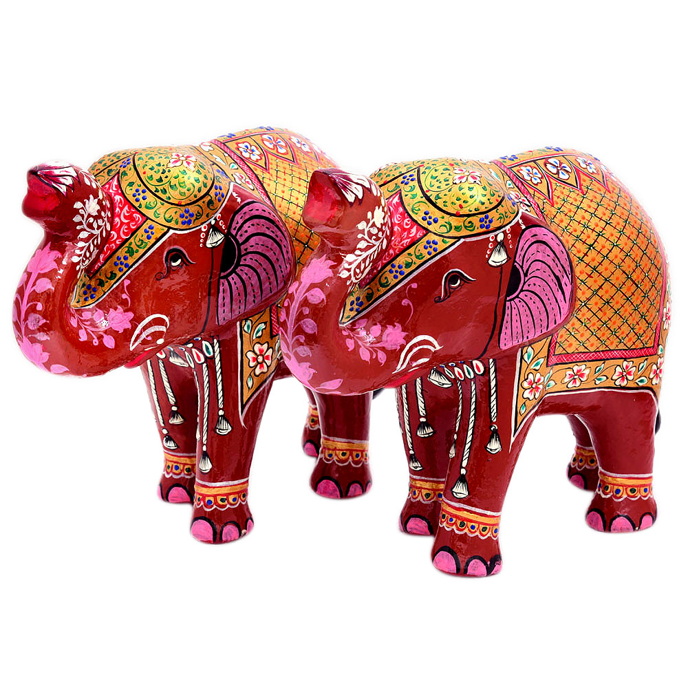 Hand   Painted  Elephant Couple