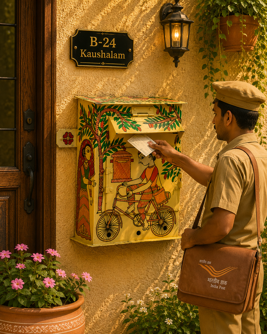 Hand Painted Letter Box : Dakiya The Post man